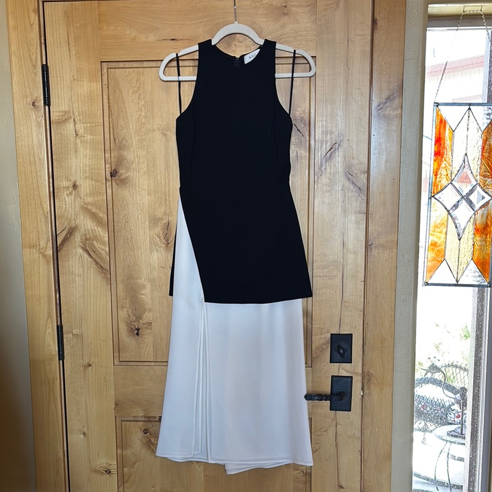 A.L.C. Black and White Halter Sheath Cocktail Dress